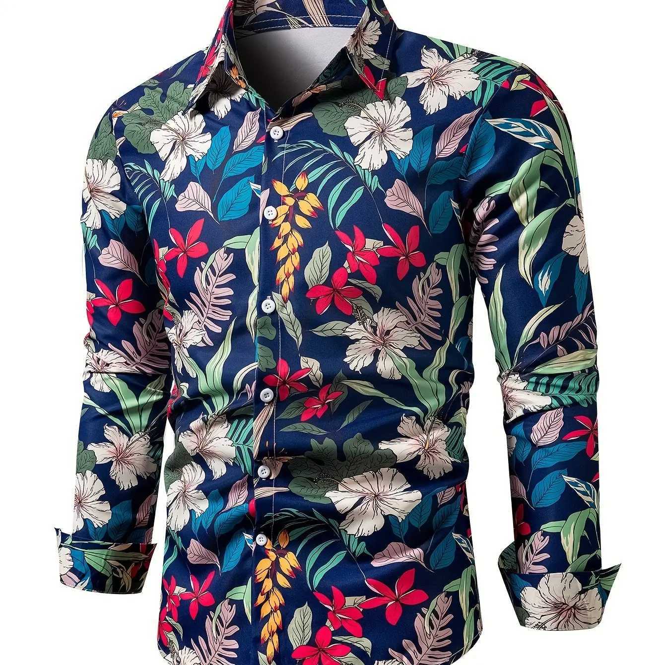 2024 New Fashionable Casual Comfortable Mens 3D Printed Floral Pattern Print Cardigan Long Sleeve Lapel Shirt For DatingXJ250121