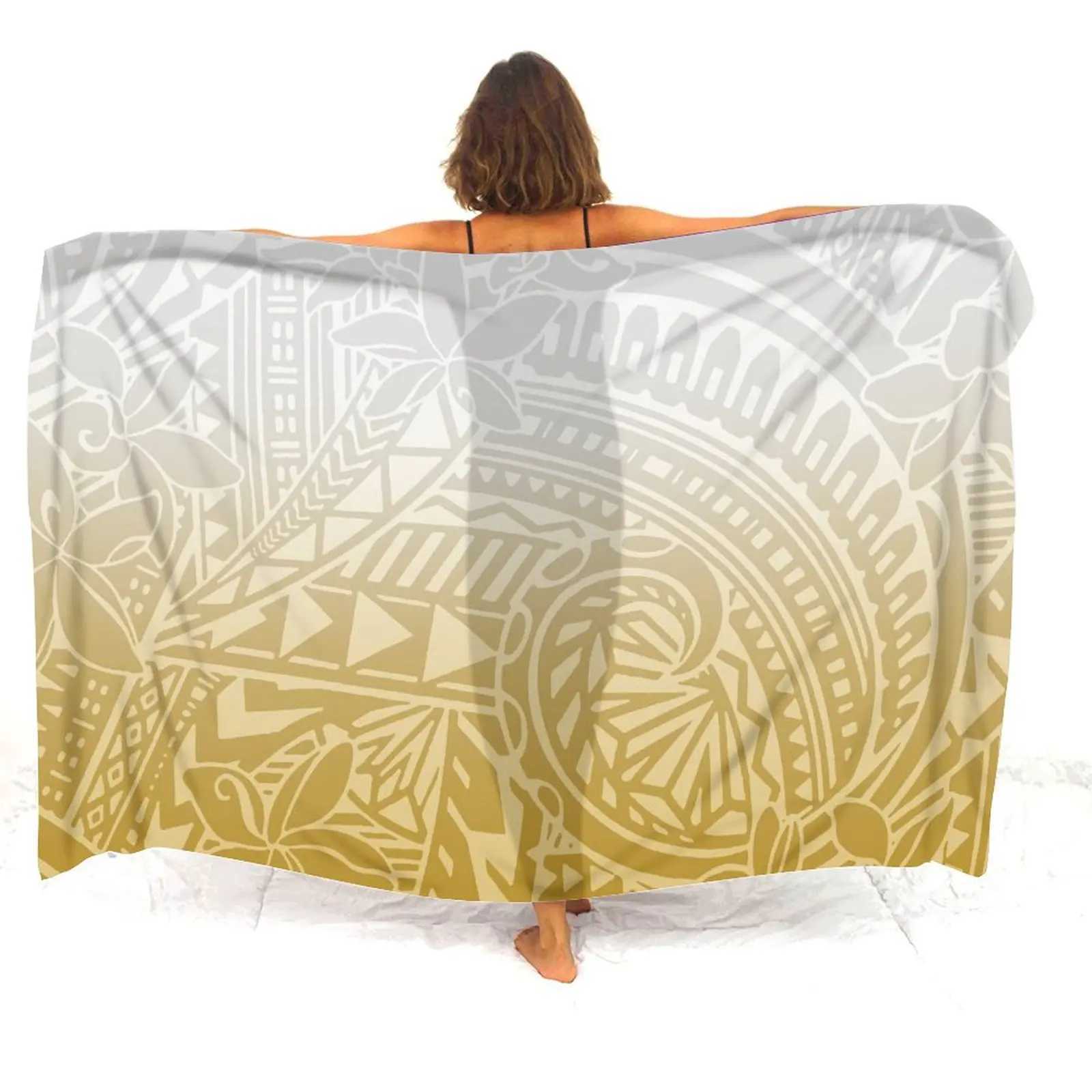 Comfortable Soft Fabric Seaside Veil Womens High Quty Sarong Sun Protection Veil Print Polynesian Tribal Ethnic Style W250120