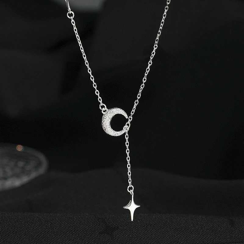 New 925 Sterling Silver Moon Star She Necklace For Women Pendent Clavicle Chain Wedding Party Jewelry AccoriesXJ250114
