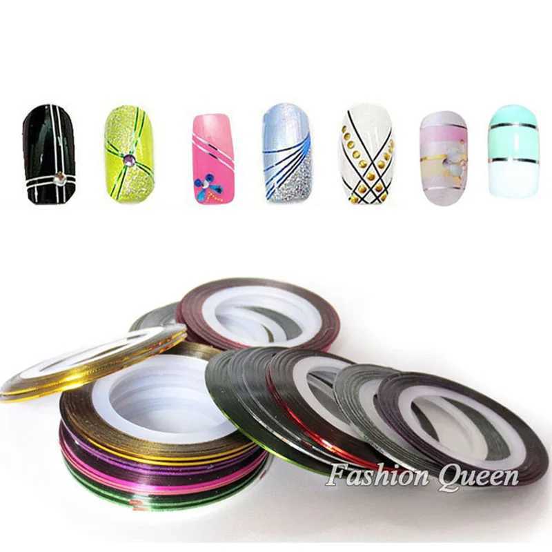 10pcs Nail Striping Tape Metallic Yarn Line 3d Nail Art Tool Color Rolls Nail Decals DIY Nail Tips Sticker DecorationXJ250120