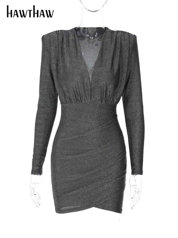 Hth Women Sexy Long Sve V Neck Party Club Bodycon Streetwear Mini Dress 2022 Autumn Clothes Wholesale Items For BusinessXJ250115