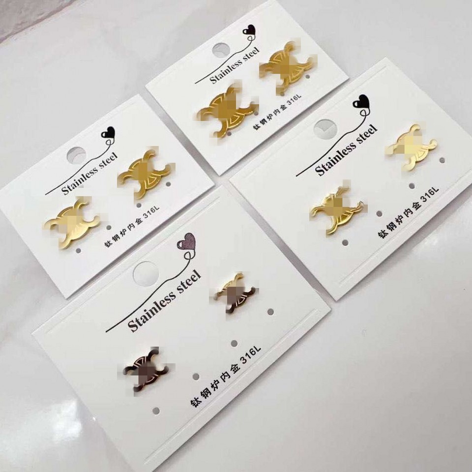 Simple branded luxury 316L Stainless Steel 3 sizes small middle large 1.2cm letter CL stud Earring 18k Gold Silver studs Earrings Women girls Wedding Party Jewelry