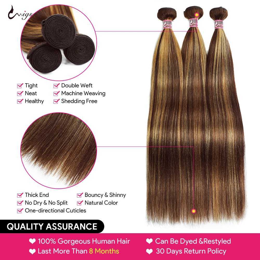 2x6 Clo With Bundles Highlight Yaki Straight 100% Human Hair Brazilian Hair Weave Bundles With 2x6 Kinky Straight CloXJ250120