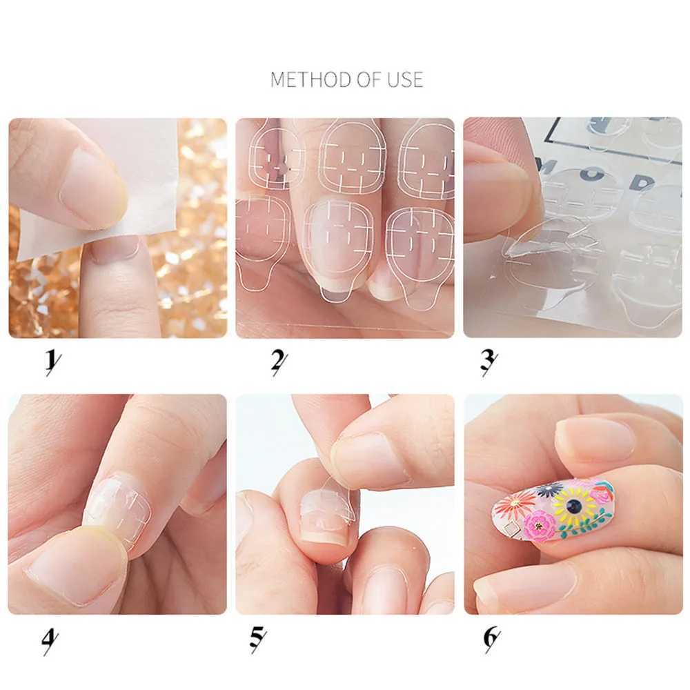 288pcs (12 Sheets) Double Side Glue Nail Sticker for Press on Nail Adhesive Tabs Waterproof Breathable Glue Tabs TransparentXJ250120