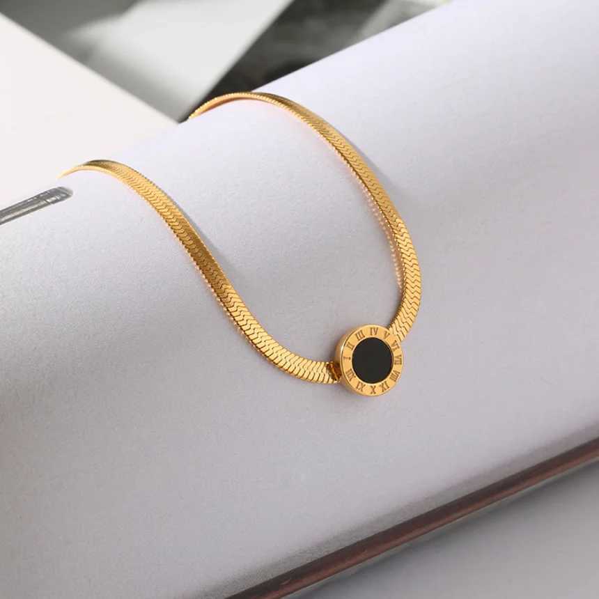 316L Stainl Steel Round Roman Numeral Anklet Ladies Fashion Trend High Jewelry Beach Accories SAB148XJ250121