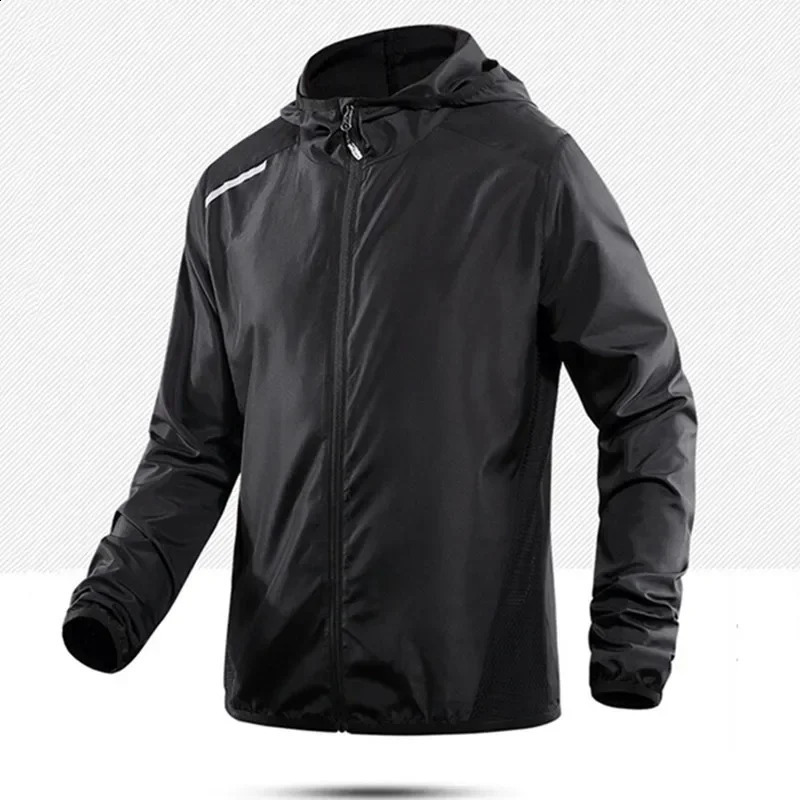Running Jacket Spring Reflective Gym Hooded Men Coat Jogging Gradient Color Sportswear Breathable Male 250122