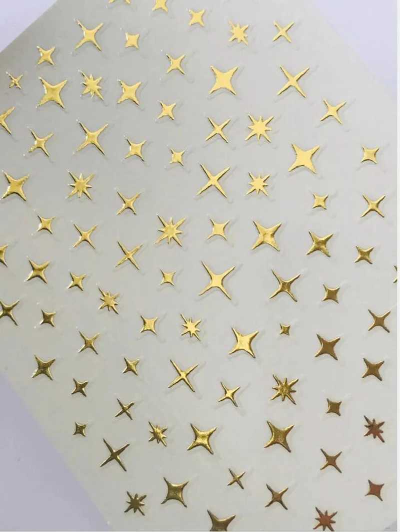 3D Silver/Rose Gold Hollow Cross Star Nail Art Stickers Design Self-Adhesive Hollow Cross Star Nail/Body Art Decor StickerXJ250120