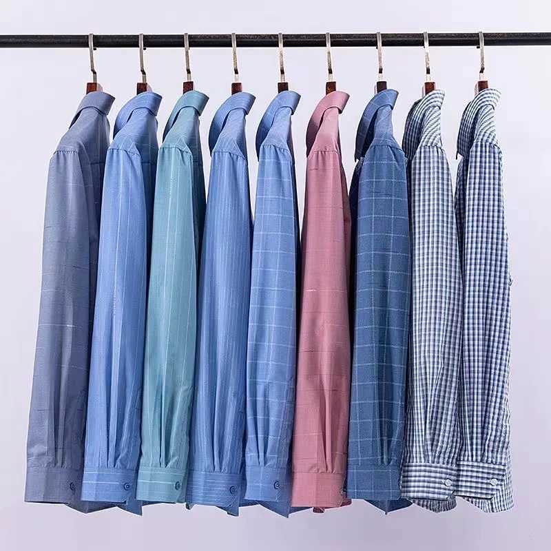 2024 New Mens Long Sleeve Shirt Fashion Casual Soft Anti-wrinkle Business Formal Stripe Regular Fit Male Blouse Large Size 7XLXJ250121