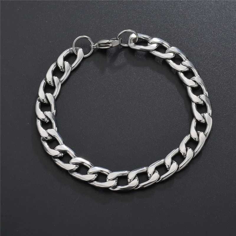 ZORCVENS Stainless Steel Couple Men/Woman Bracelets Fashion Curb Cuban Link Chains On Hand Rock Bracelet Wrist Jewelry Gifts W250121