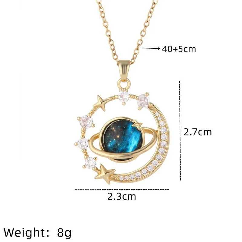 Fashion Luxury Inlaid Zircon Planet Moon Pendant Necklace for Women Girl Butterfly Water Drop Clavicle Chain Charm JewelryXJ250121