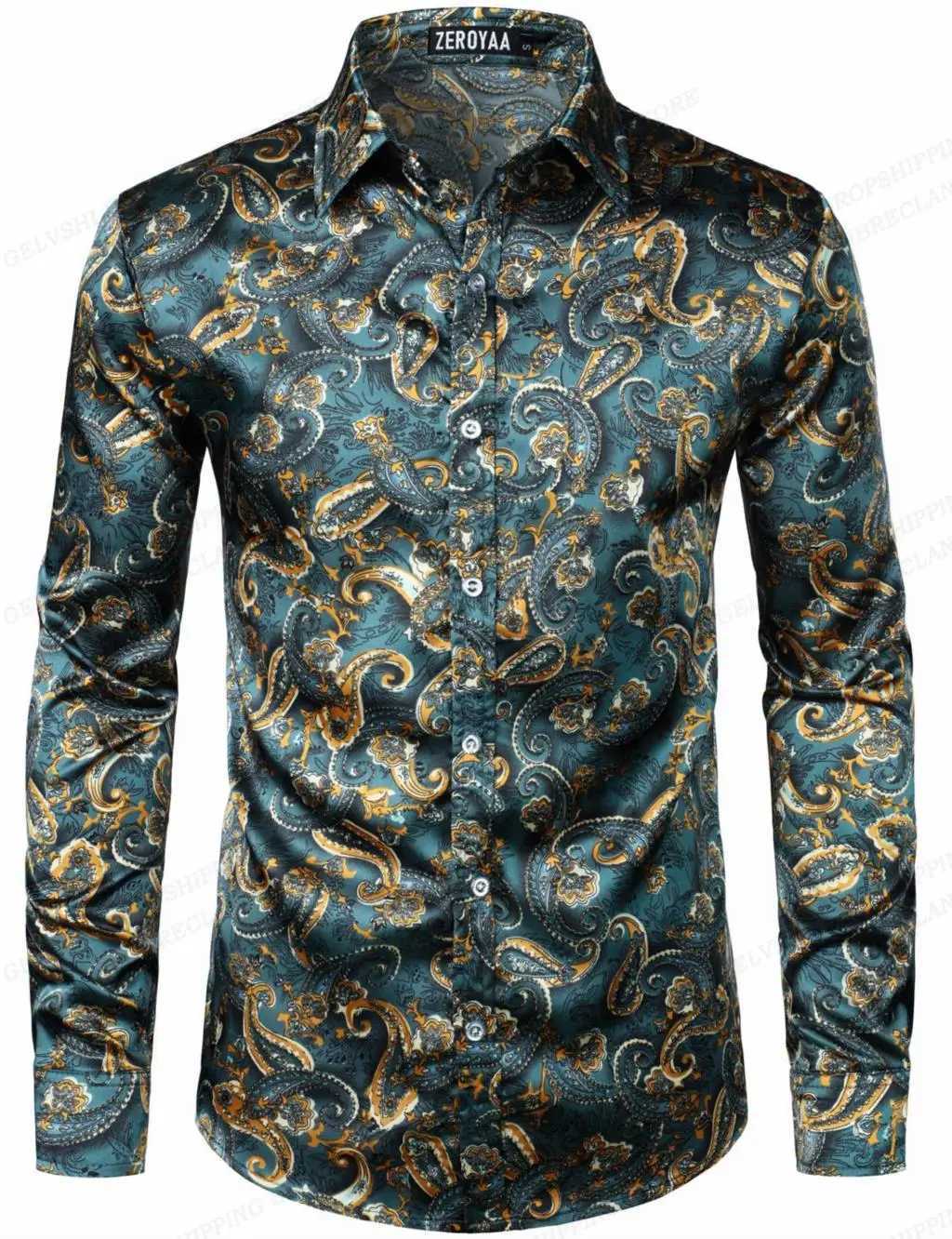Gold Chain Hawaii Shirts Butterfly 3d Print Shirts Men Fashion Shirts Long Sleeve Beach Blouse Luxury Lapel Shirt Mens ClothingXJ250121