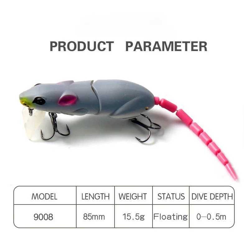 15.5CM Artificial Mouse Lure Plastic Mouse Fishing Lure Swimbait Rat Pike Bass Minnow Floatingbaits Fishing Tackle AccessoriesXJ250122