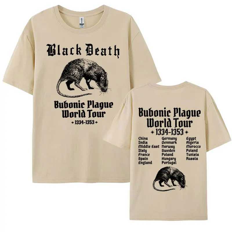 Bubonic Plague World Tour 2024 Mens T-shirt 100% Cotton Funny Meme Gothic T-shirt Mens Fashion Retro Extra Large T-shirt X250203