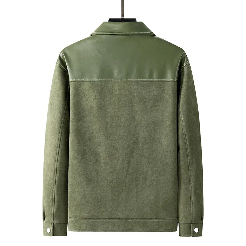 Mens Clothing Suede Outerwear Spring Casual High end Patchwork Leather Coat 2024 Lapel Jacket 250109