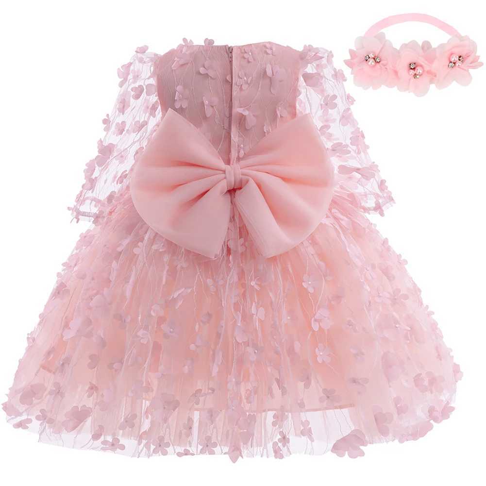 Newborn Baby Baptist Dress Bow Lace Princess Dress First Birthday Party Dress Carnival Ball Dress Baby Girl 0-2 Years X250203