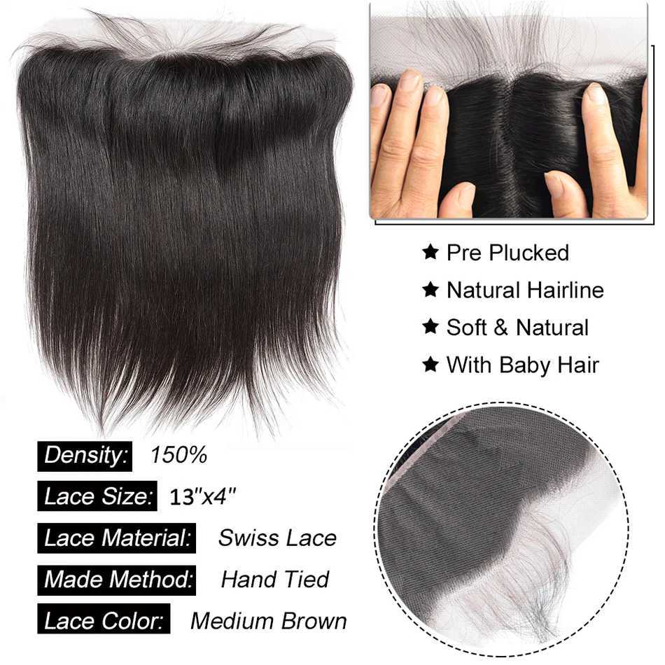 30inch Long Straight Human Hair Bundles With Clo Peruvian Human Hair Bundle With Frontal 13x4 Ear to Ear Lace Front CloXJ250120