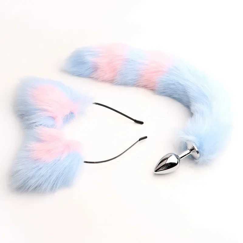 40cm Fox Tail Anal Plug Sexy P Cat Ears Headbands Set Butt Plug Tail Erotic Cosplay Sex Toys for Women Anal MasturbatingXJ250121