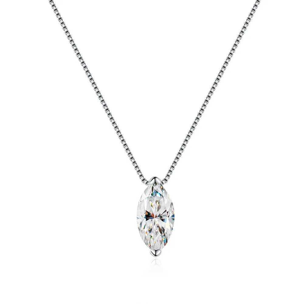 1CT Marquise Moissanite Pendant Neckalce 925 Sterling Silver Plated Gold Water Drop Diamond Necklaces with Gra for Women DailyXJ250114