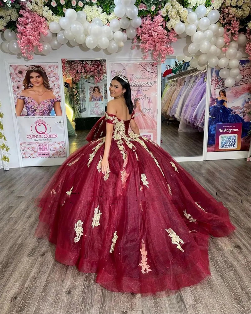 2025 Luxury Court Train Quinceanera Dresses Off the Shoulder for Teen Vestidos 15 De Quinceanera Lace Appliques Custom Made