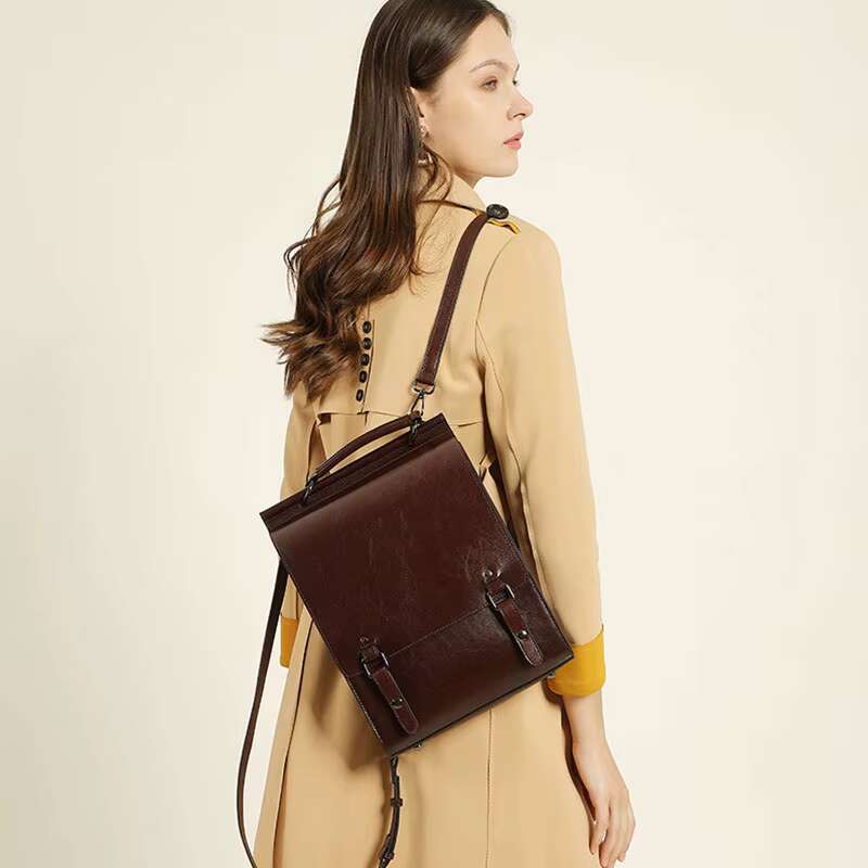 Genuine Leather Women Backpack Vintage College Style Student Back To School Cowhide Women's Bag Girl's Computer Backpacks