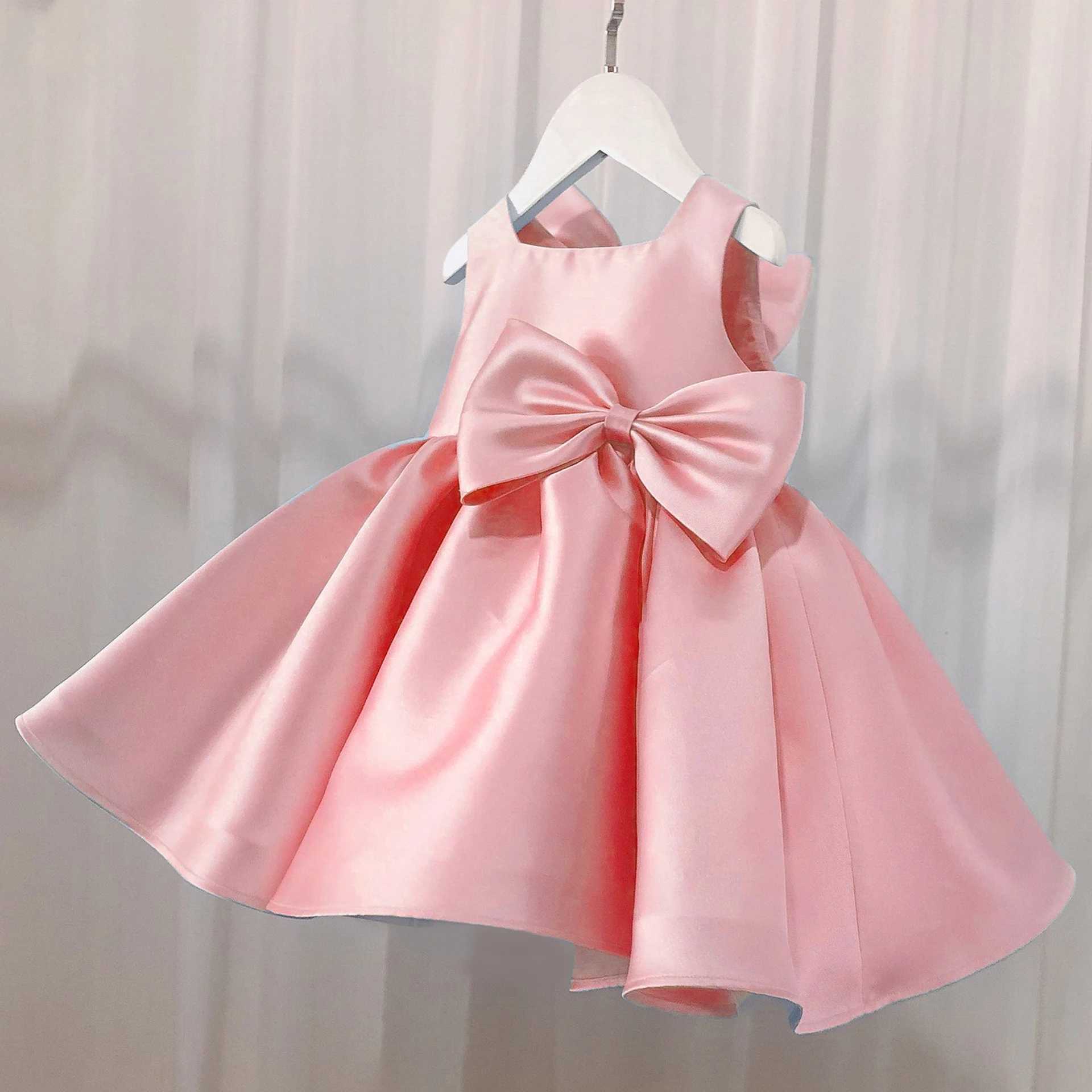 Big Bow Baptism Baby Girls Party Dress Christmas Costume Toddler 1st Birthday White Wedding Princess Dresses Girl Bridemaid Gown X250203