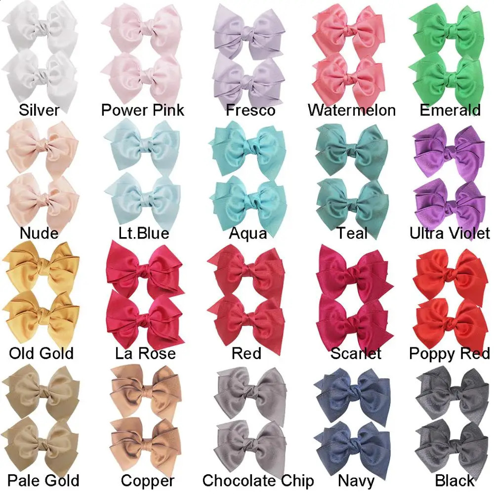 30 Pieces 4.5 Inch Hair Bows Clips Chiffon Ribbon Boutique Pigtail Hair Bow Alligator Clips For Girls Toddlers Kids 250120