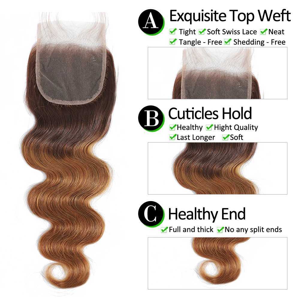 Colored Body Wave Bundles With Clo Brazilian Human Hair Weave Bundles With HD Lace Clo Frontal Virgin Remy Raw HairXJ250120