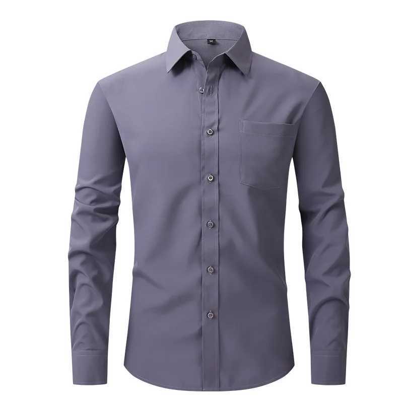 New spring and summer American mens shirt business casual long sleeve slim professional formal wear free ironing solid colorXJ250121