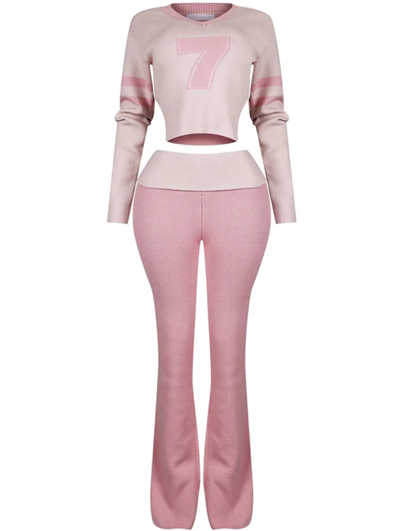 Weird Puss Casual Women Tracksuit Spring Trend Full Sleeve Crop TopsPatchwork Pants Matching Streetwear Fitness Skinny Outfits 250122