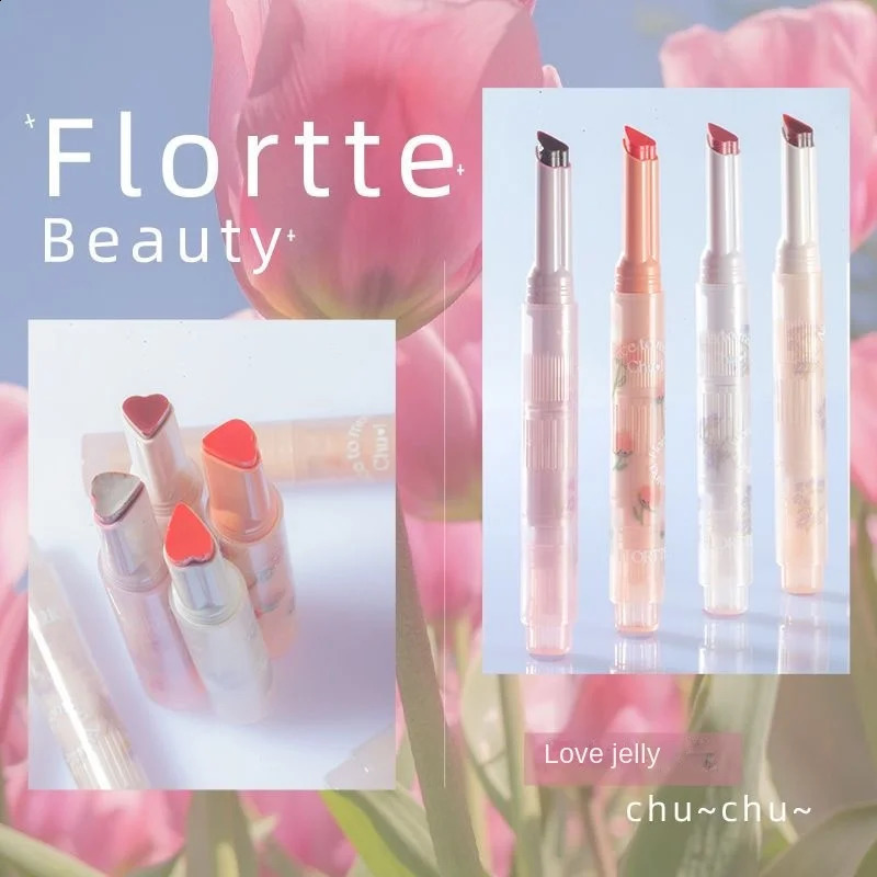 FLORTTE First Kiss Love Lipstick Pencil Lip Balm Mirror Shine Lip Glaze Lip Stick Korean Makeup Lipgloss 250108