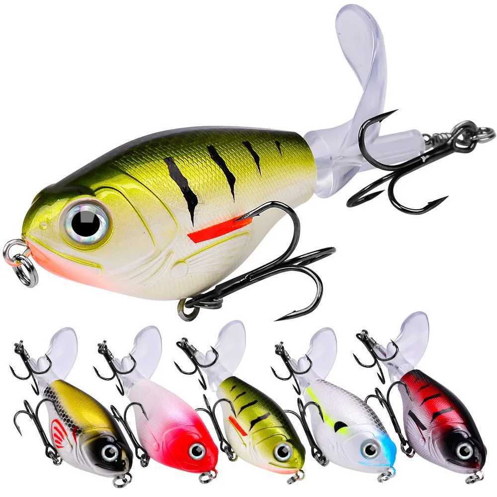 1Pcs 11.5g/ 16g Topwater Popper Fishing Lure Whopper Plopper Plastic Hard Bait Swimbait with Rotating Soft Tail For Bass PikeXJ250122