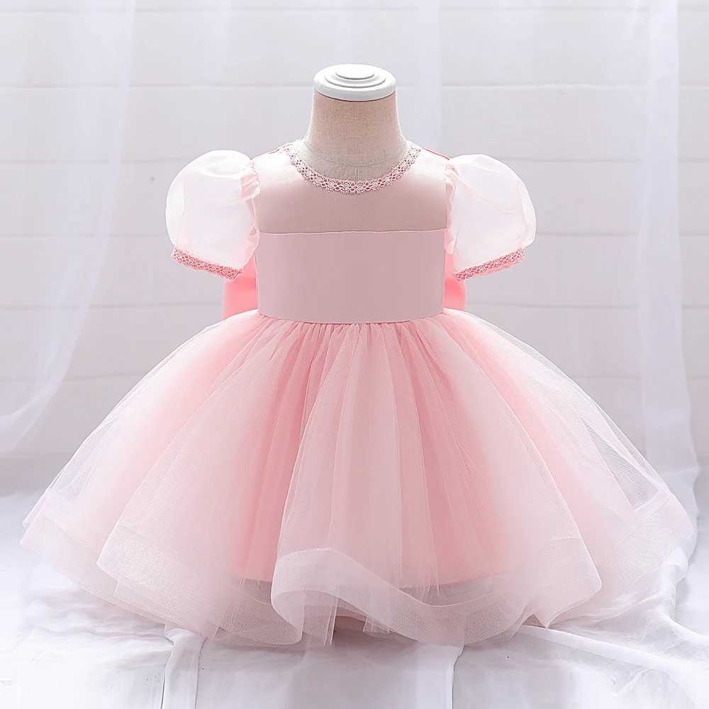 Bride maid baby dress toddler white 1st year birthday party girl princess dress newborn baptism party bow wedding dress X250203
