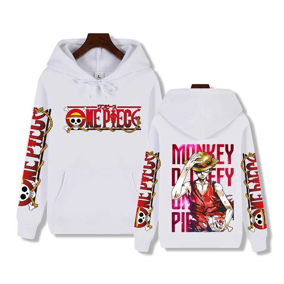 One Piece animation handsome Luffy print Autumn and winter comfortable thick mens high quality leisure warm street hoodieXJ2500118