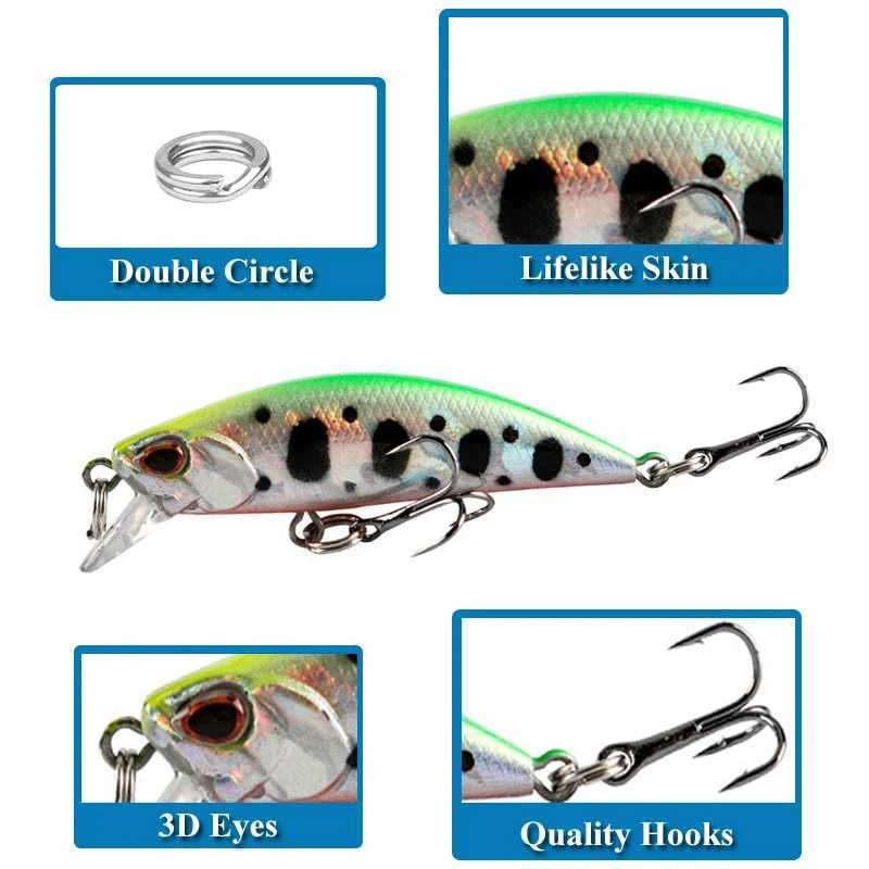 1pcs 5.5cm 5g Sinking Minnow Wobblers Fishing Lures Trout Artificial Plastic Hard Bait Jerkbait Crankbait Bass Fishing TackleXJ250122