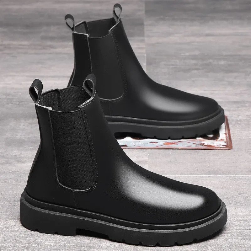 Autumn Chelsea Boots for Men Black Men Boots Fashion Winter Slip on Ankle Boots Retro Motorcycle Booties botas para hombre 250120