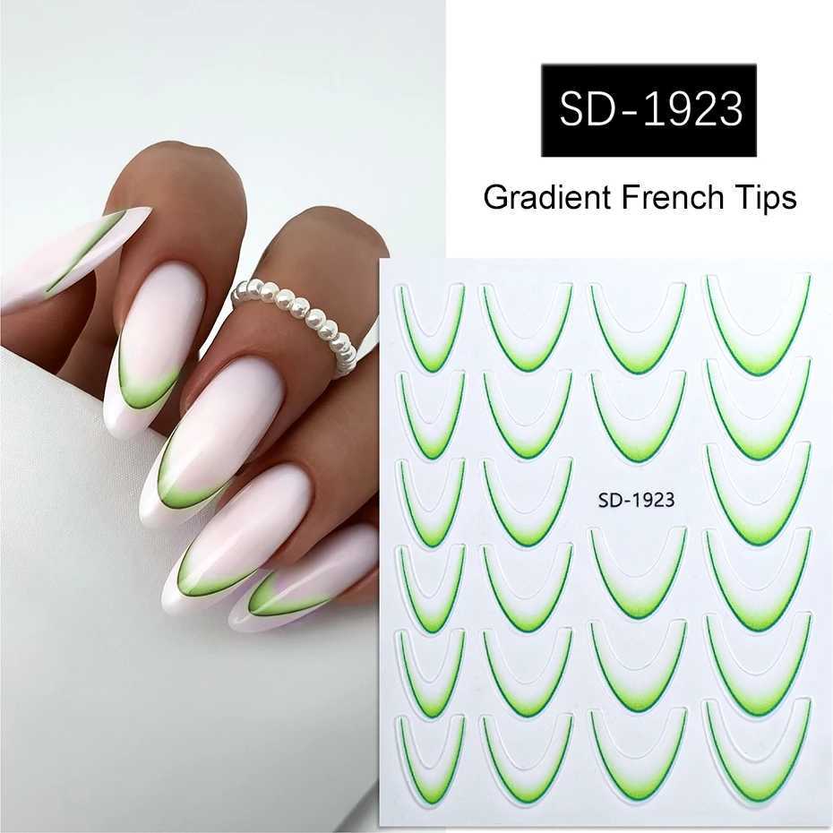 Gradient French Line Nail Stickers Decals Purple Pink Blue 3D French Tips Manicure Nail Art Gel Sliders Decorations AccessoriesXJ250120