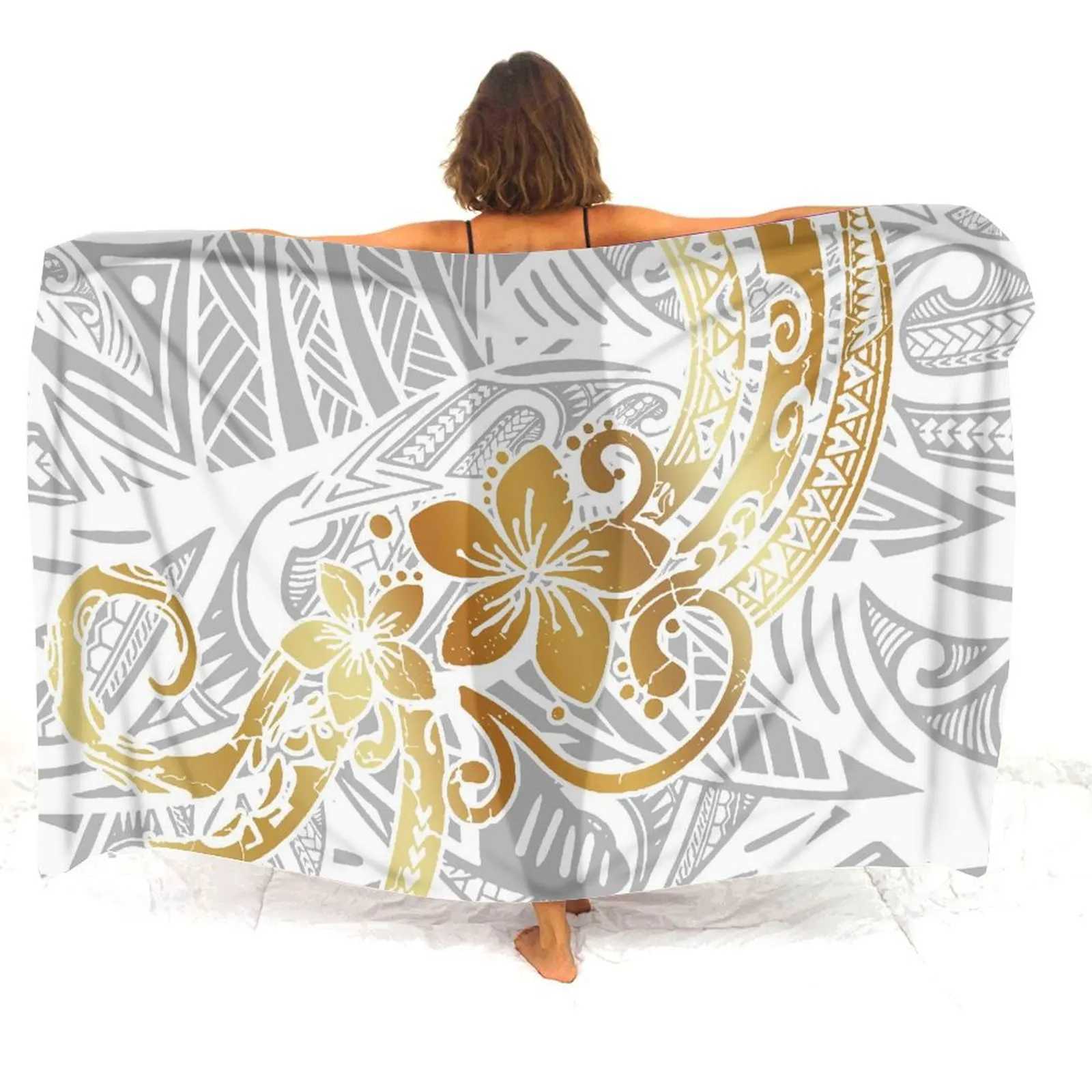 Haiian Resort Beach ron Polynesian Vintage Hibiscus Flower Print Custom Quty Fabric Ladies Sarong Summer Hot Sale W250120
