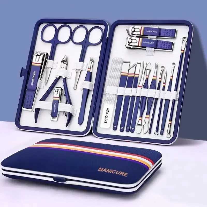 11-13pcs/set Nail Cutter Set Stainless Steel Nail Clippers Set With Folding Bag Manicure Kits Scissors Makeup Beauty ToolXJ250121
