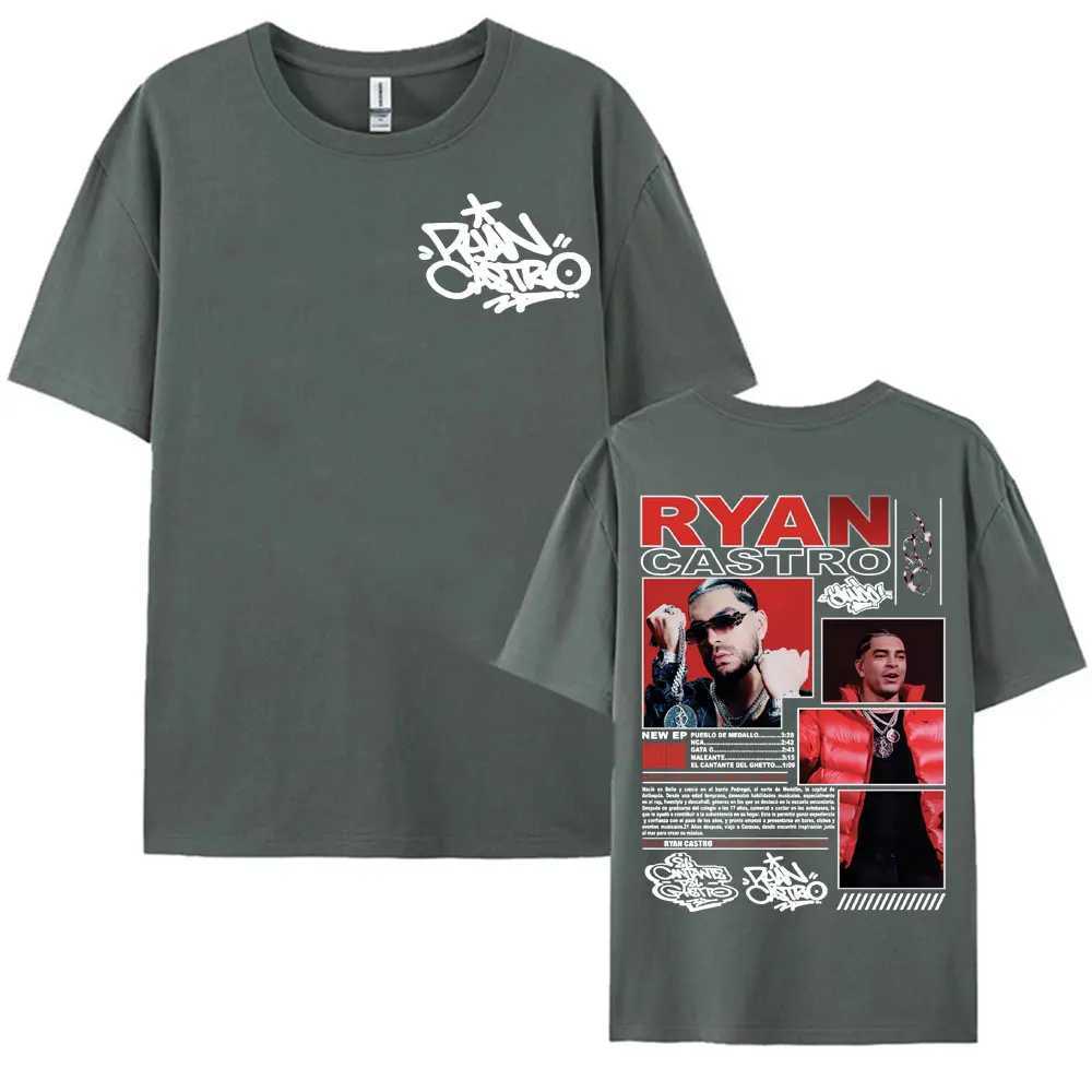 Rapper Ryan Castro Music Album Tour 2025 Cover T-shirts for Men Women Harajuku Fashion 100% Cotton Oversized T Shirts Streetwear X250203