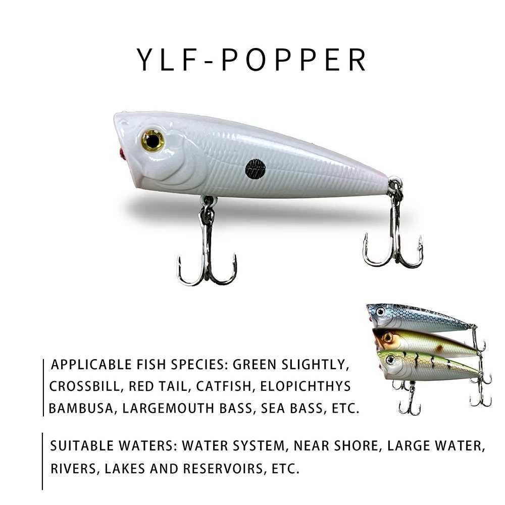 New Fishing Lures Topwater Popper Bait 6cm 5.8g Hard Bait Trout Bass Artificial Wobblers Plastic Lure Fishing Tackle with HooksXJ250122