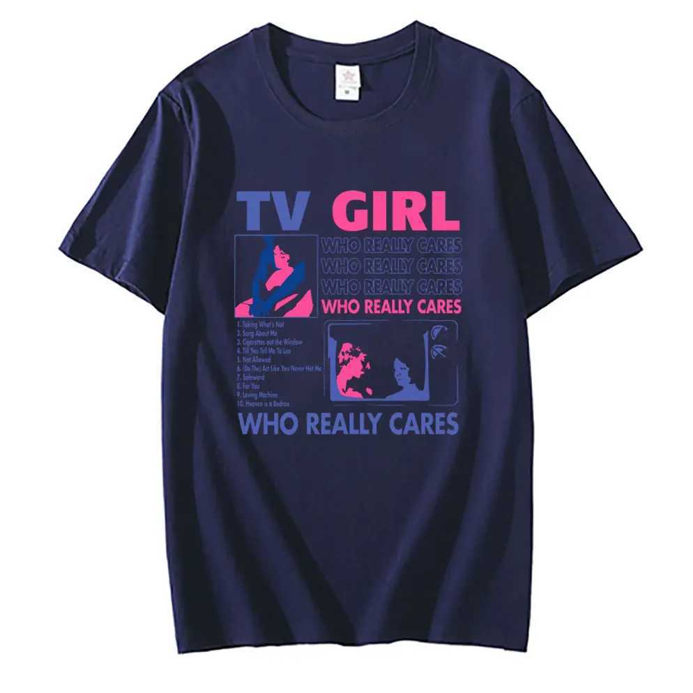 TV Girl Who Really Cares Graphic Print T-shirts Men Women Fashion Vintage Oversized Tshirt Short Sleeve Male 100% Cotton T Shirt X250203