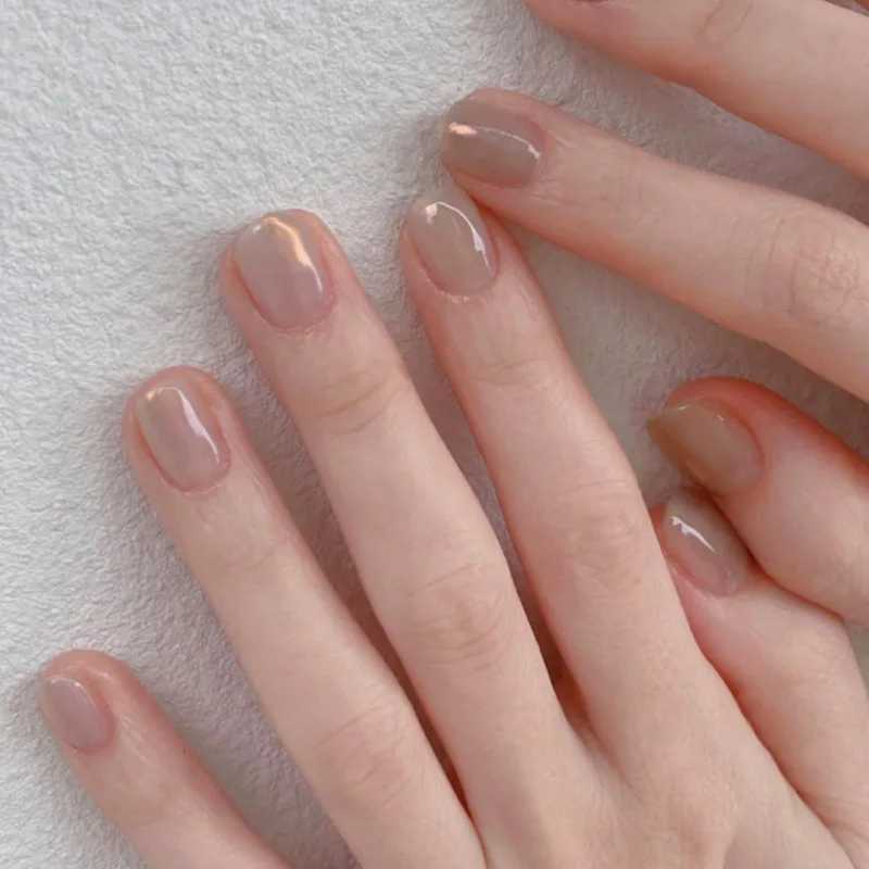 24Pcs Short Aurora Press on Nails Artificial False Nails with Glue Wearable Square Fake Nails Detachable Finished FingernailsW250120