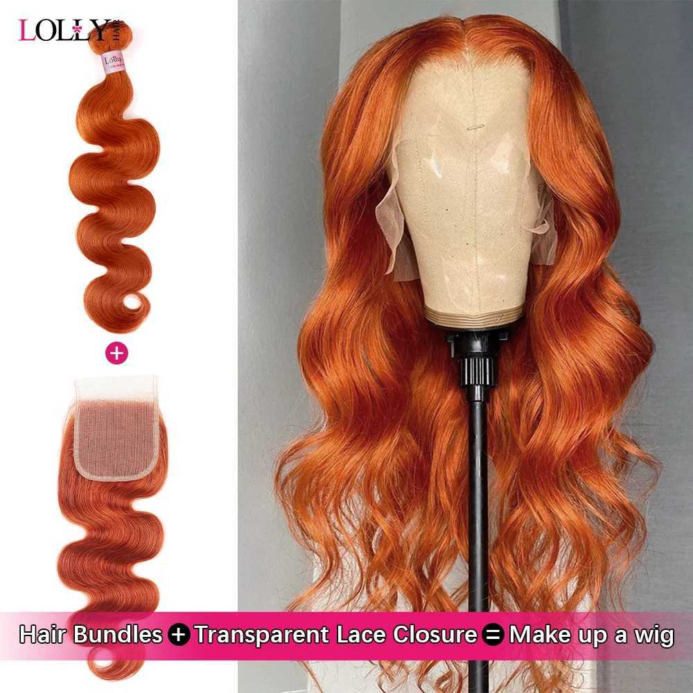 Lolly Ginger Body Wave Bundles With Clo Brazilian Hair Weave Bundles With Clo 4x4 Human Hair Extension Body Wave BundlesXJ250120