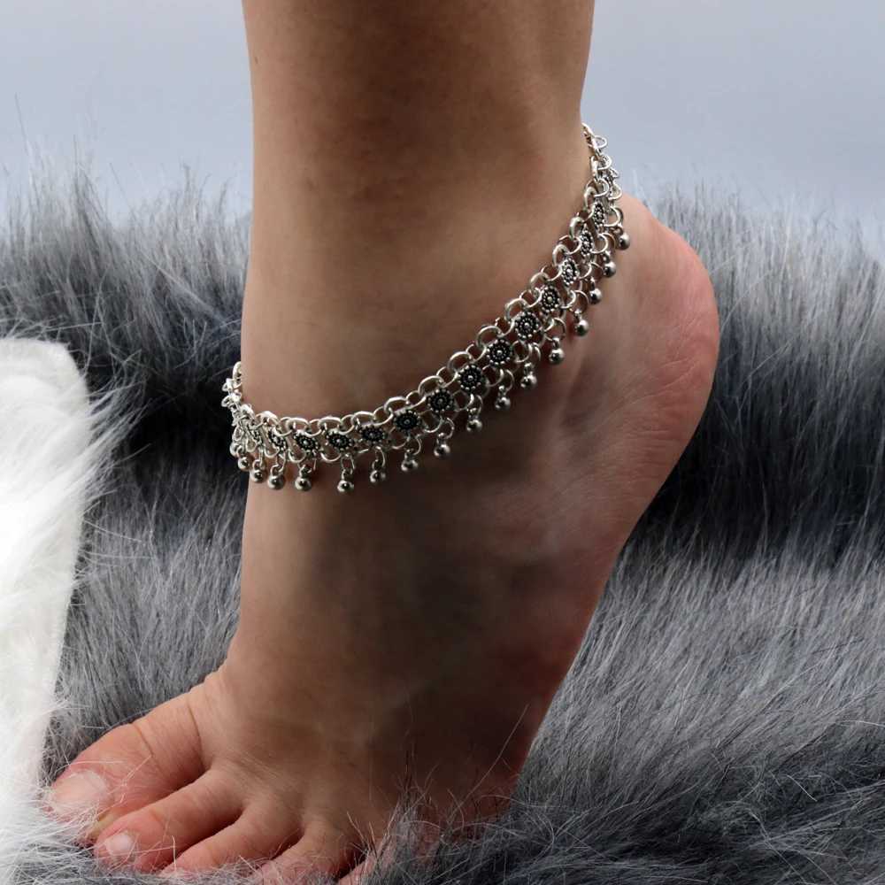 New Boho Ethnic Bells Tassel Bracelet Anklet Summer Beach Party Vintage Carved Flower Foot Chains Bohemian Jewelry AccoriesXJ250121