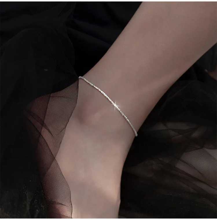100% 925 Sterling Silver Snake Chain Pearls Anklets For Women Fashion Silver 925 Jewelry Wholesale DA387XJ250121