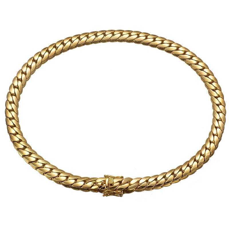 Hip Hop Bling Gold Color Cuban Link Chain Necklaces Tank Chain Mens Whip Chain Necklace Men Rapper Jewelry Drop ShippingXJ250121