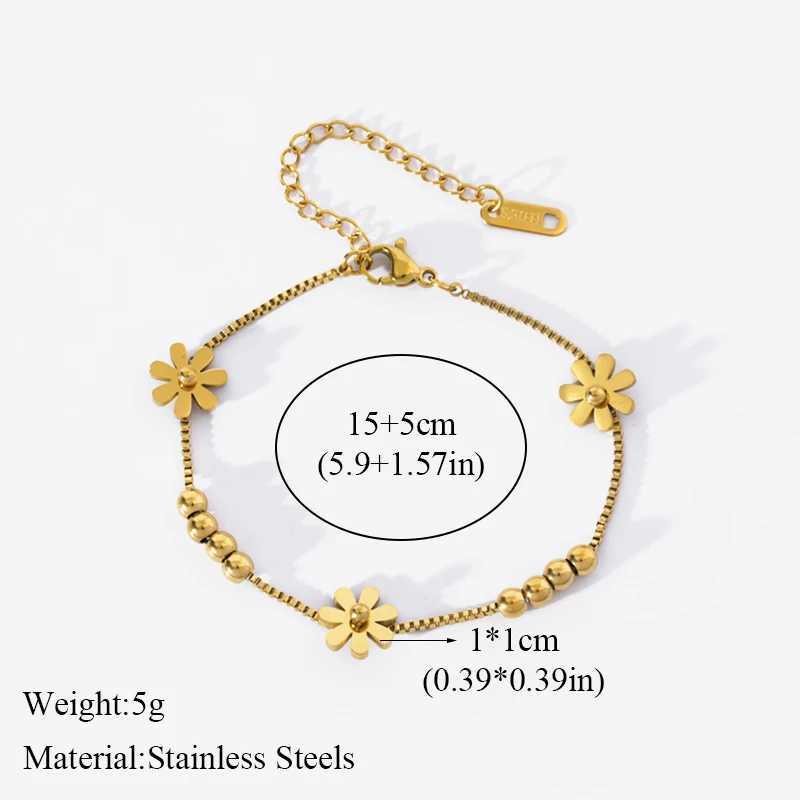EILIECK 316L Stainless Steel Gold Color Flower Bracelet For Women Girl Fashion New Holiday Gift Wrist Chain Jewelry Bracelet W250121