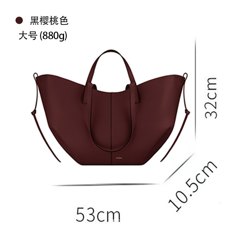 Genuine leather POEIVE high-quality large capacity shopping one shoulder tote, wing shaped women's bag, pleated bag