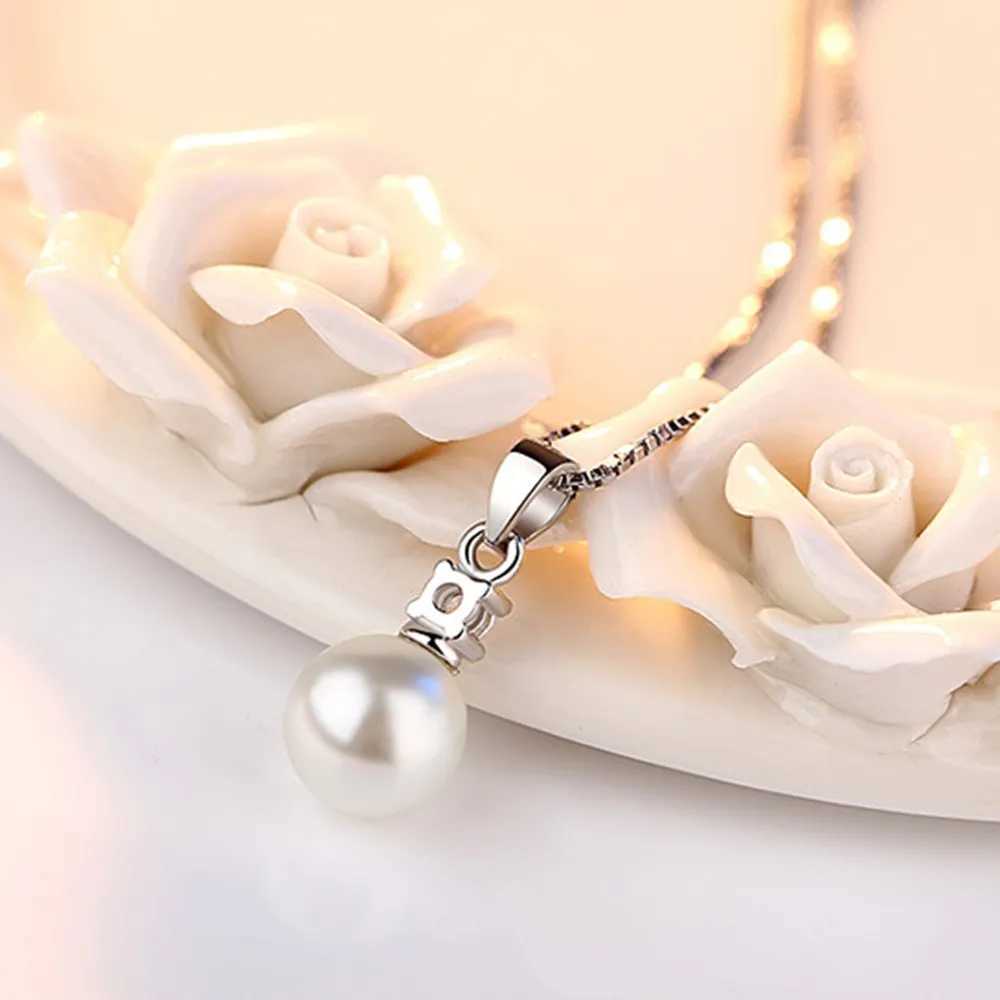 925 Sterling Silver New Ladies Fashion Jewelry High Quality Crystal Zircon Pearl Round Pendant Necklaces For Women Length 45CMXJ250114