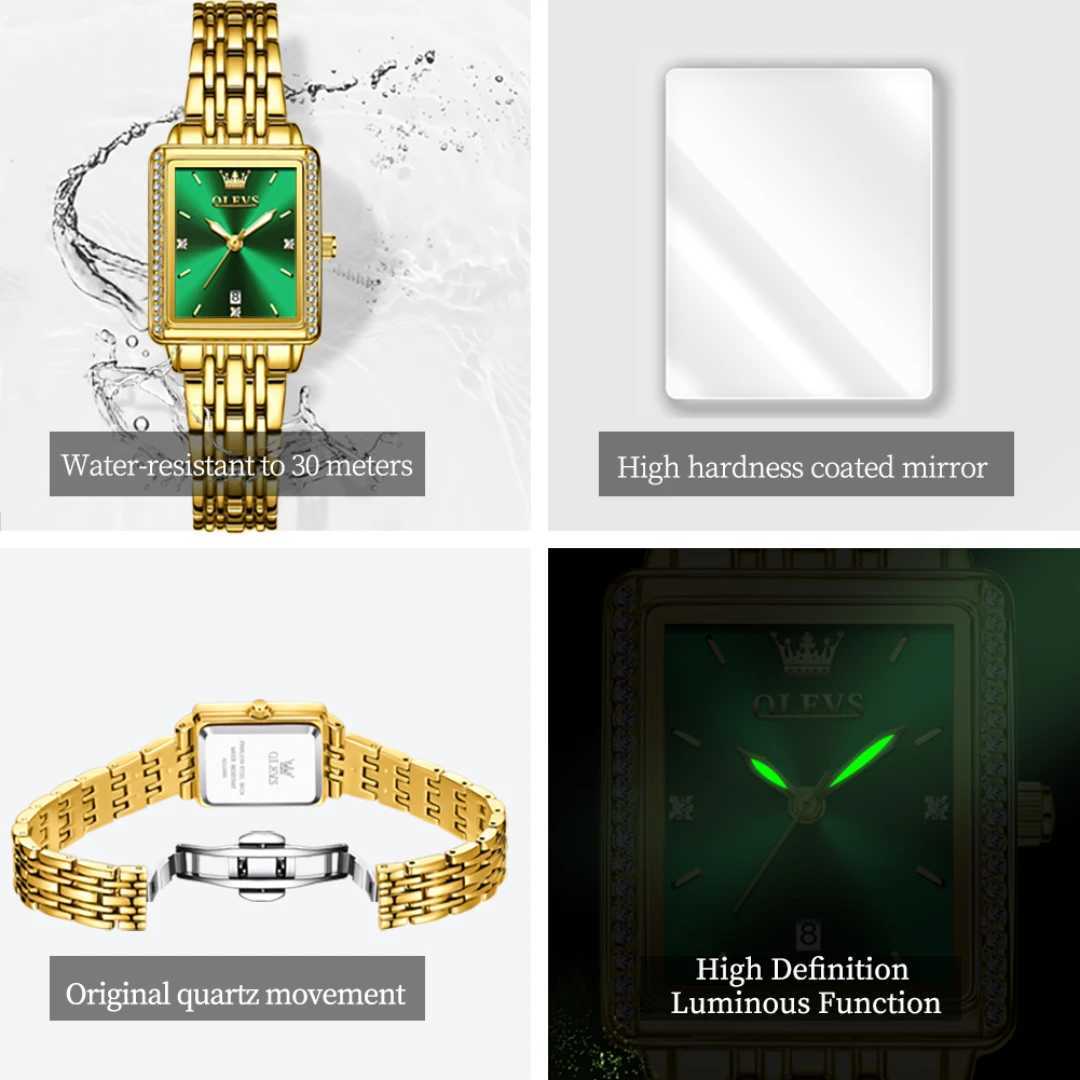 OLEVS 9995 Fashion Quartz Watch Gift Stainless Steel Watchband Rectangar-dial Wristwatch X250203